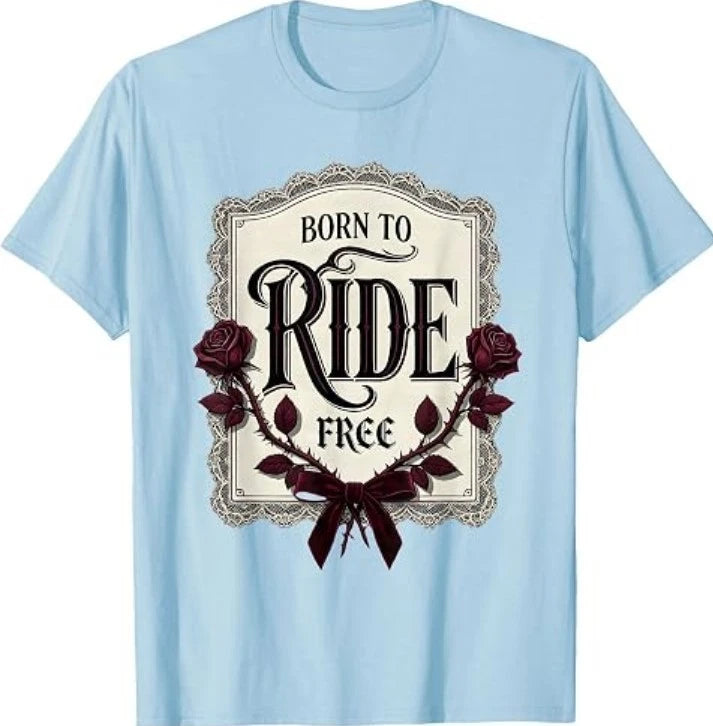 Born to Ride Free Western Cowgirl Design T-Shirt