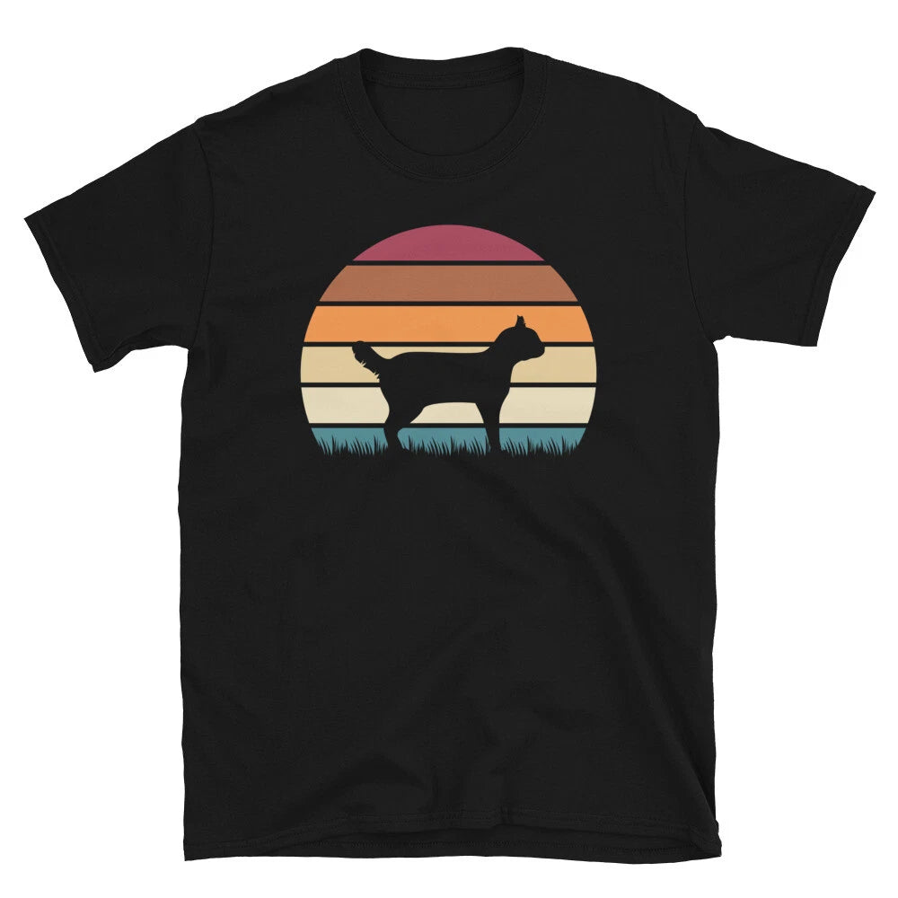 Retro Sunset Kitten Feline Pet Highlander Lynx Cat Short-Sleeve Unisex T-Shirt