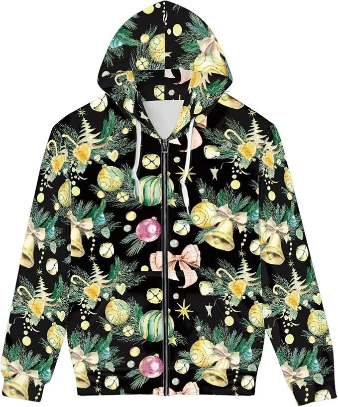 Ugly Christmas Zipper 3D Hoodie Xmas Long Sleeve HS1555
