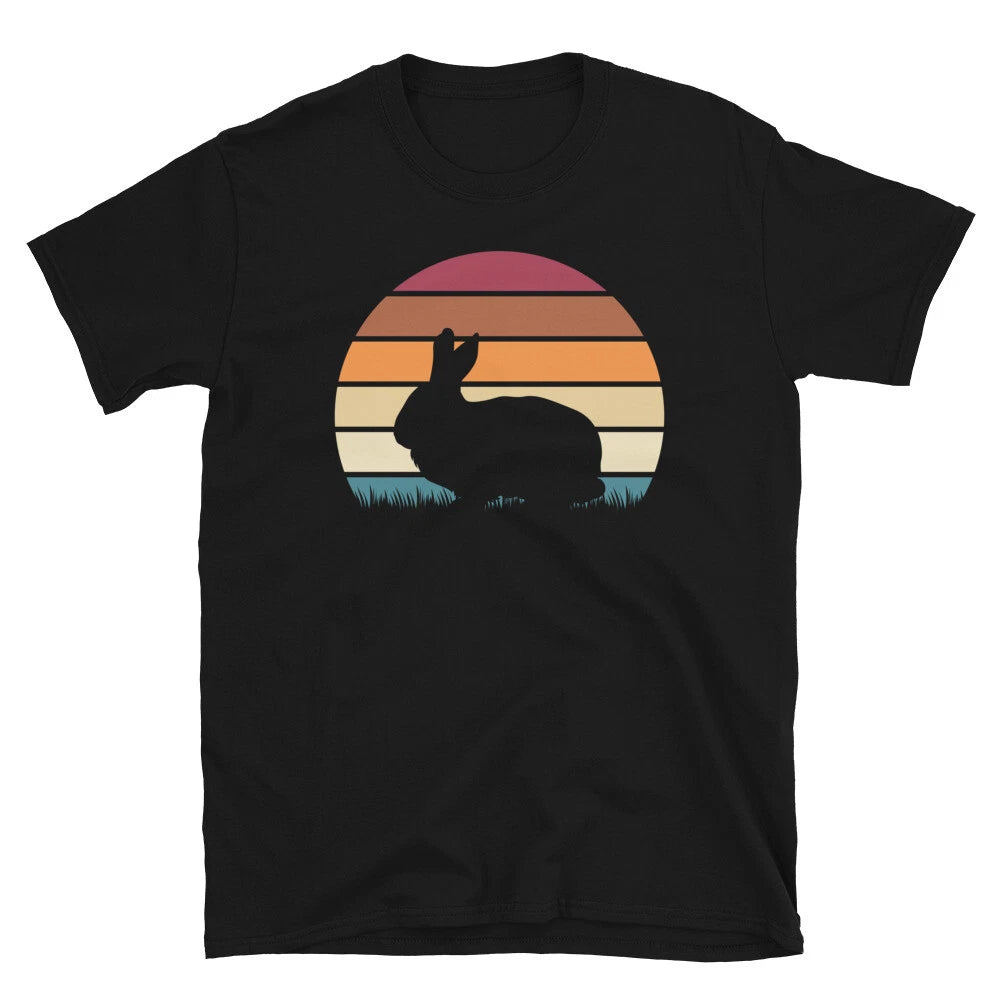 Retro Sunset Farm Animal Lover Rabbit Bunny Short-Sleeve Unisex T-Shirt