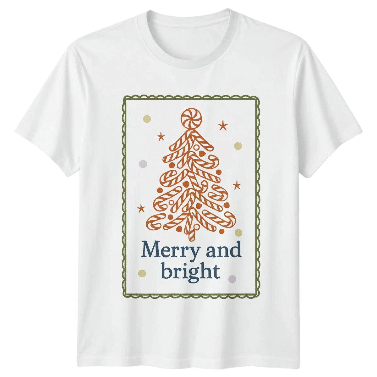 Merry And Bright Christmas Candy Cane Holidays Mens T-Shirt Womens Tee