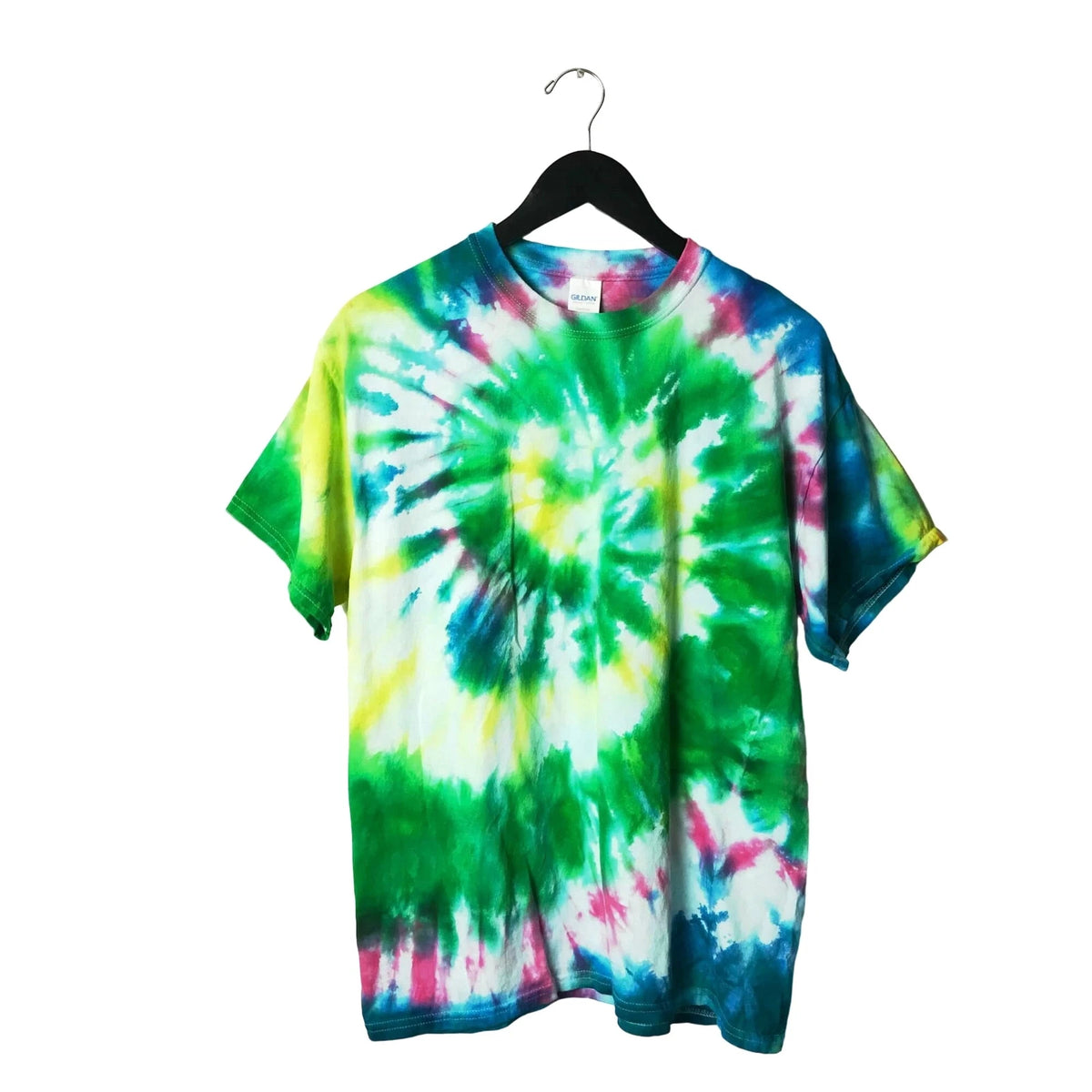 Gildan Tie Dye T Shirt Festival Hippie Trendy Tee Short Sleeve Cotton Logo Small