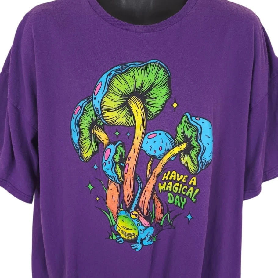 Psychedelic Mushrooms T Shirt Mens Size 3XL Purple Frog Have A Magical Day