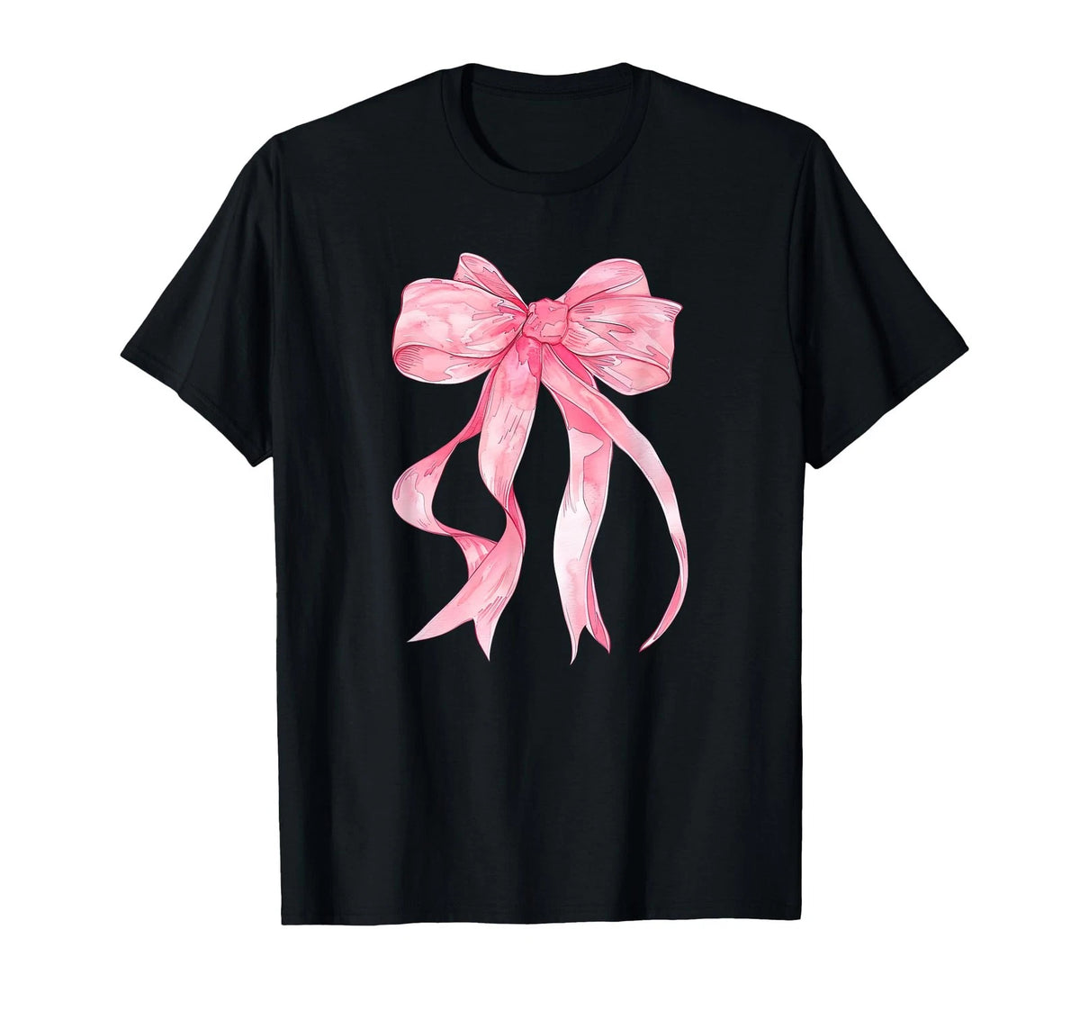 Girly & Trendy Cute Pink Ribbon Bow Tie Watercolor Ribbon T-Shirt