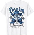 Denim and Diamonds Bow Western Cowgirl Ladies Girls Women T-Shirt unisex T-Shirt