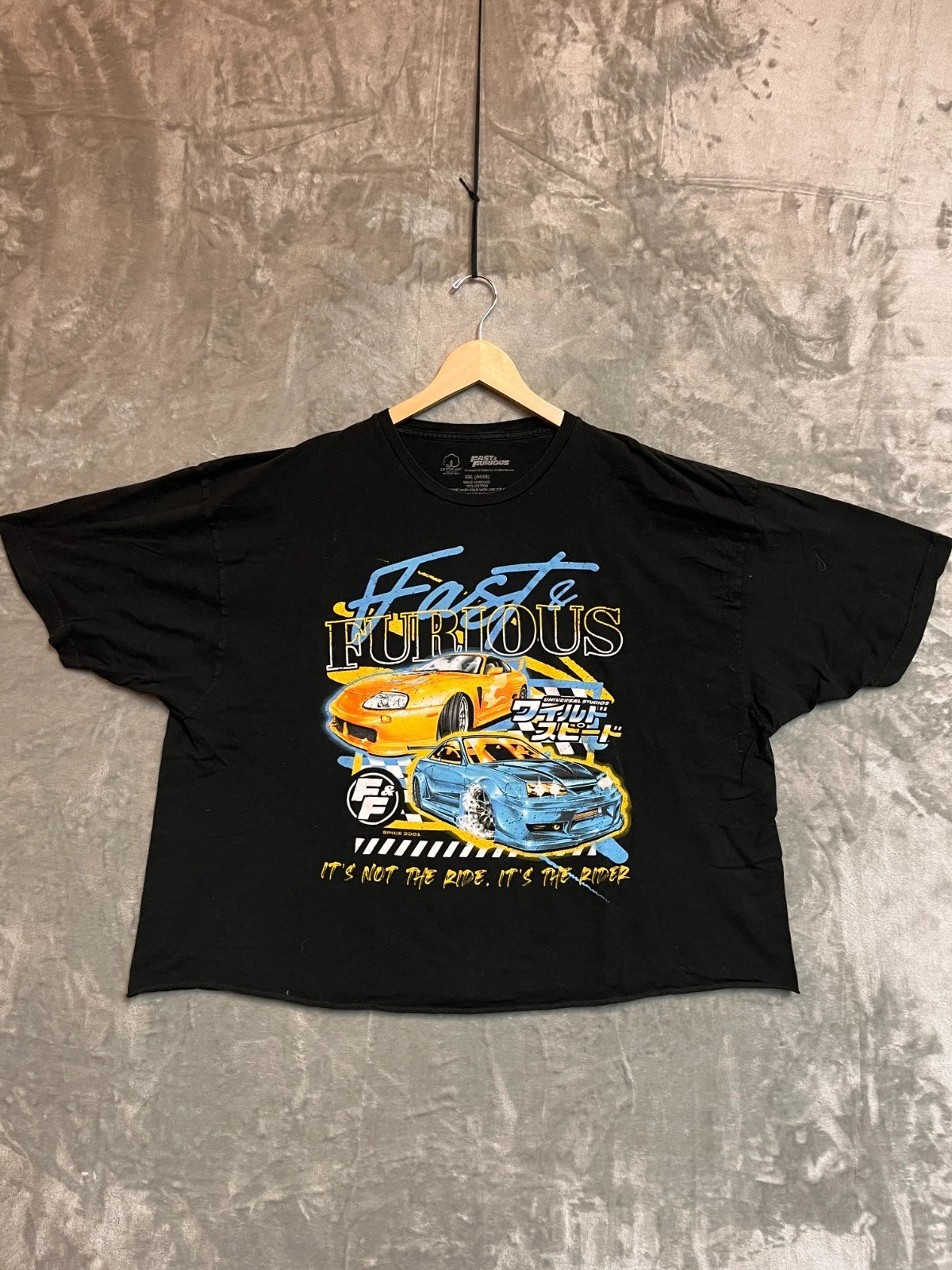 Fast & Furious Y2K Style T-Shirt Street Racing Graphic 3XL Black Boxy Fit