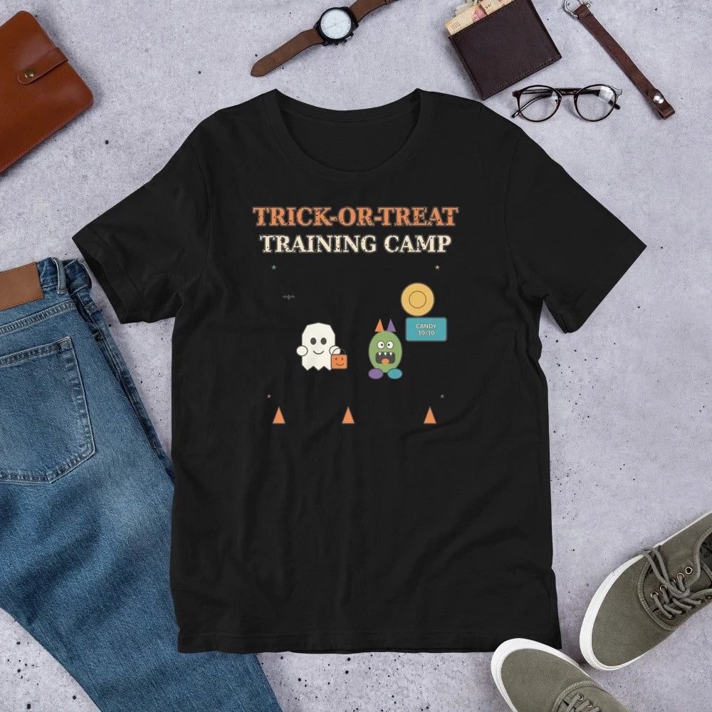 Trick-or-Treat Training Camp Halloween T-Shirt – Funny Retro Ghost Graphic Tee