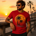 Palm Tree Sunset T Shirt, Retro Tropical Summer Beach Tee