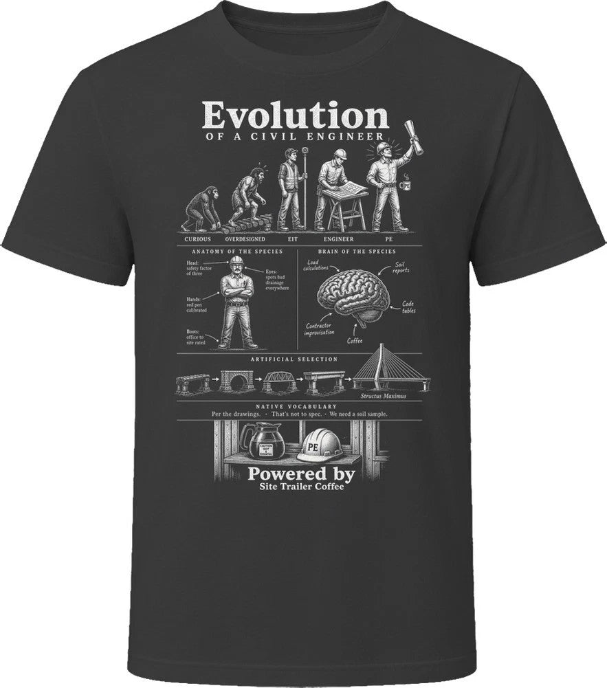 Evolution Of A Civil Engineer Funny Engineering Gift T Shirt