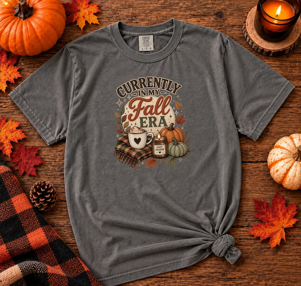 Currently In My Fall Era Shirt Autumn Fall Coffee Pumpkin Tee