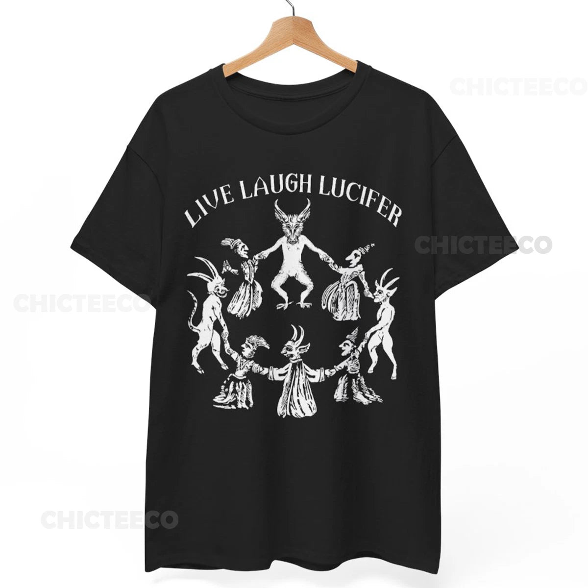Live Laugh Lucifer Classic T-Shirt, Horror Satan Satanic Demonc Devi Unisex Tee