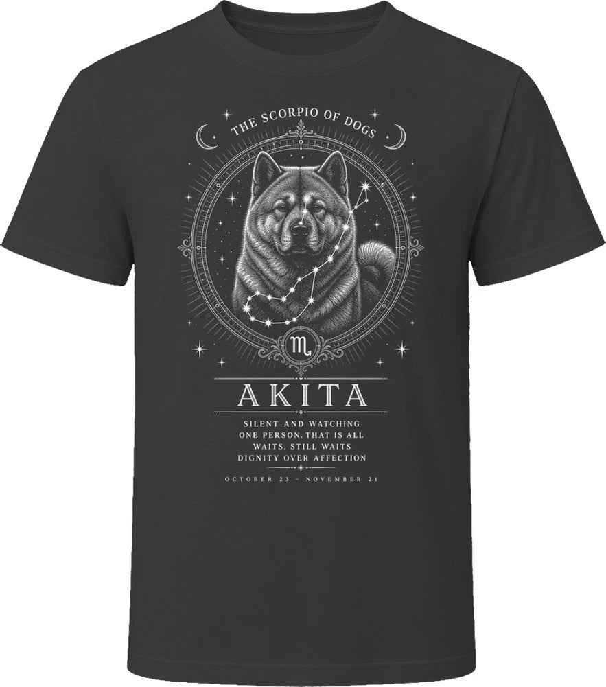 Akita Scorpio Dog Zodiac Astrology Star Sign T-Shirt
