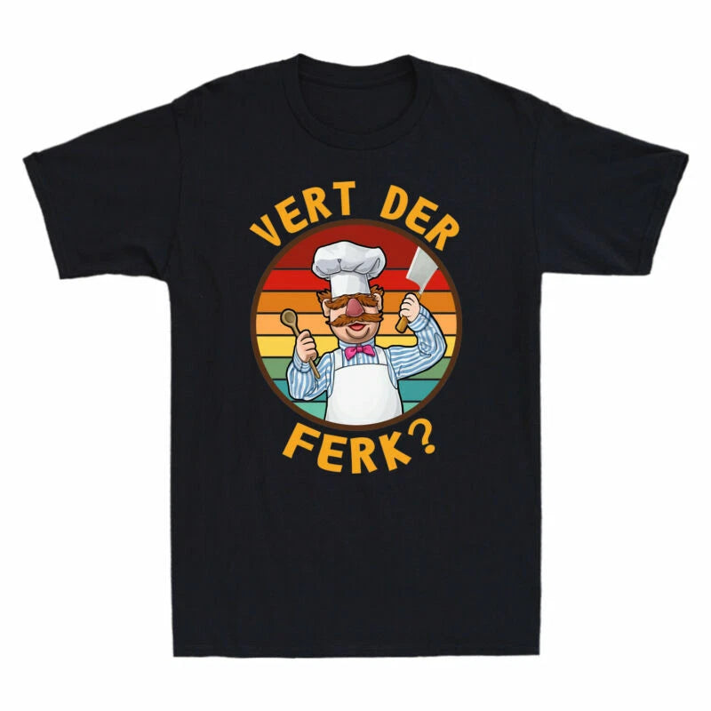 Der Knife Ferk Vert Chef Holding Sunset Men's Swedish T-Shirt Vintage Design
