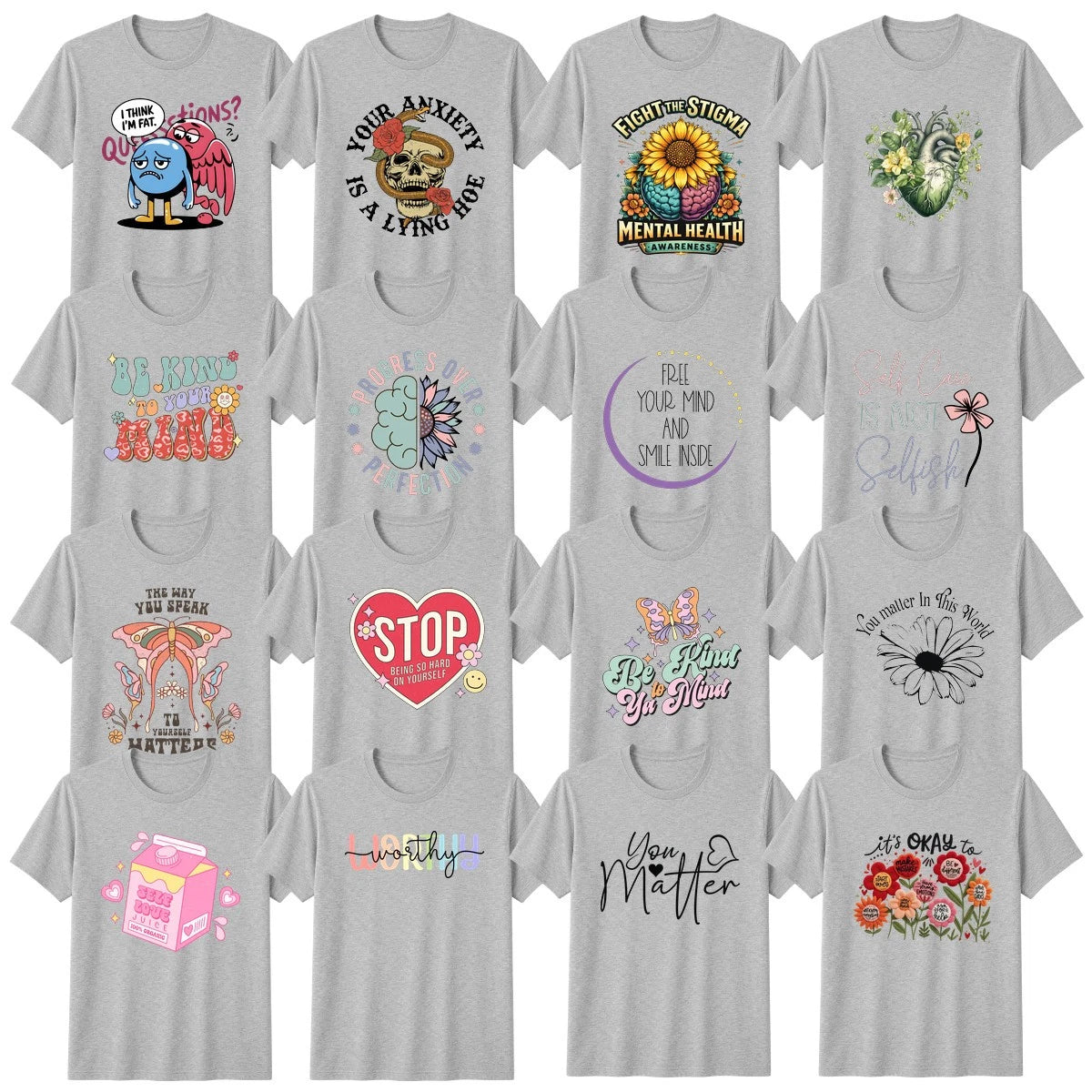 Inspirational Wellness T-Shirt Anxiety Awareness Positive Vibes Gift