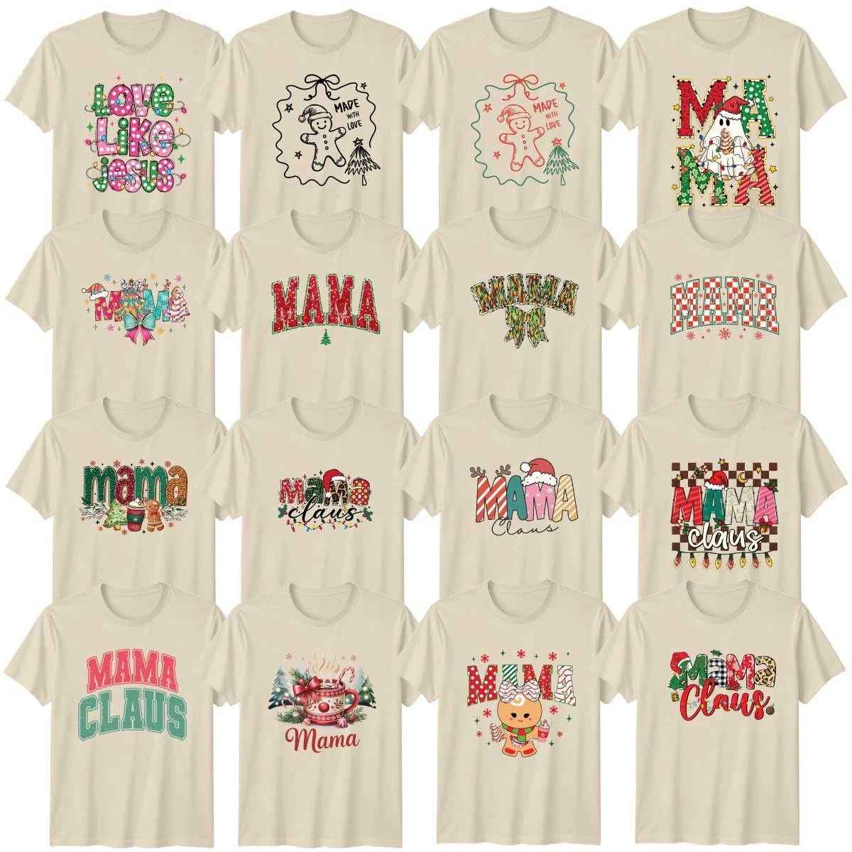 Retro Christmas Adult T-Shirt Festive Winter Mama Christmas Gift