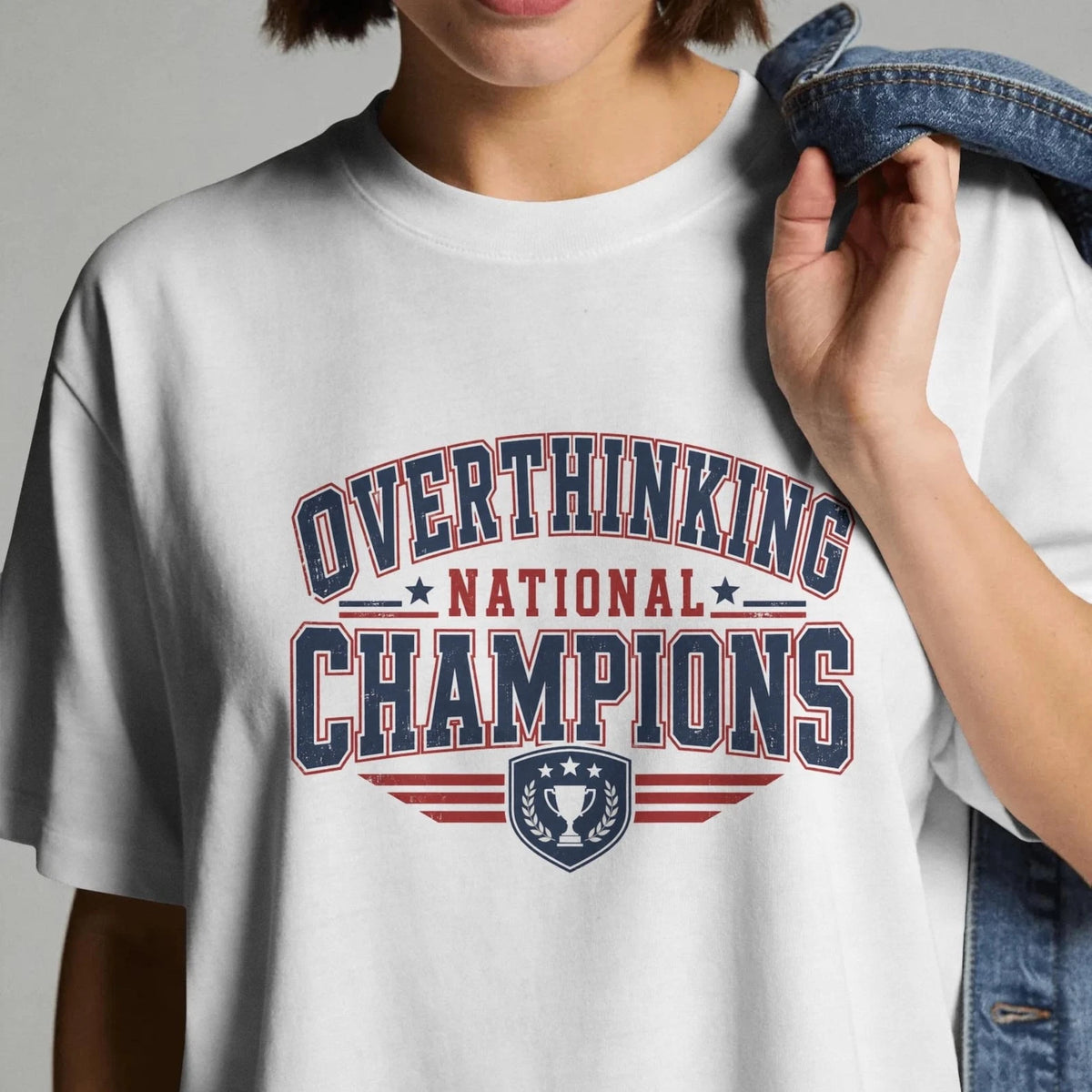 Comfort Colors Overthinking National Champions Funny Anxiety Graphic Tee Shirt