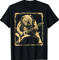 Funny Bulldog Dog Playing Guitar Rock Punk Vintage T-Shirt