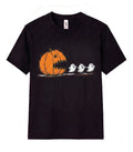 Funny Pumpkin Chasing Ghosts T Shirt Retro Halloween Y2K Meme Graphic Fall Tee