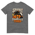Spooky Chronically Tired Shirt Black Cat Halloween Pumpkin Funny Tee