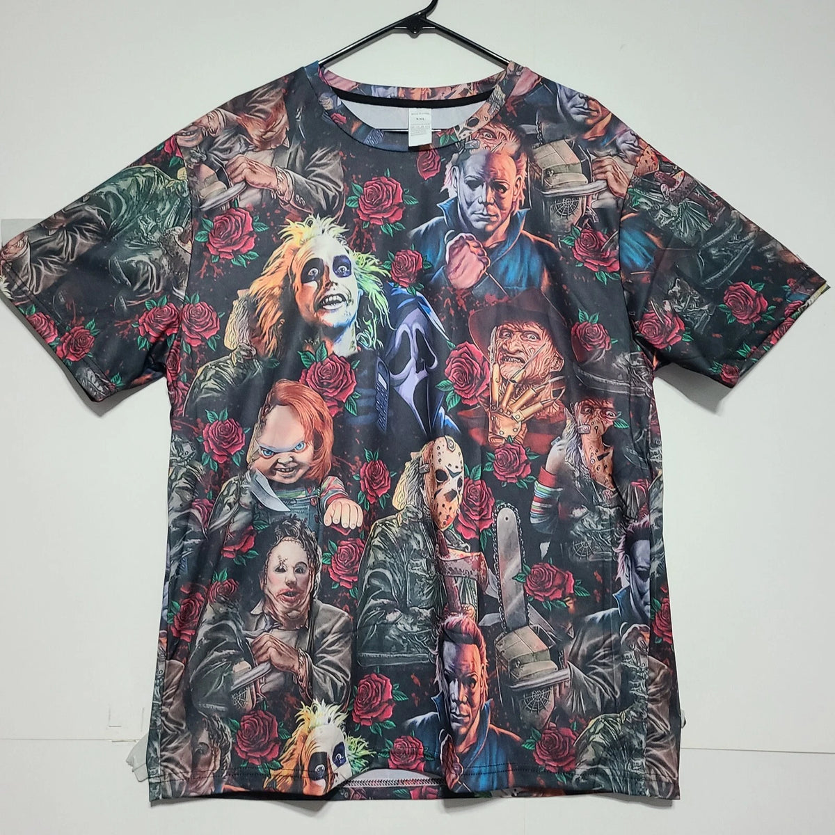 Color Horror Figure T-shirt Casual Street Style Stretch Round Neck Size XXL.