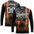 Custom 3D Animal Deer Hunting American Flag Long Sleeve T-Shirt HS1517