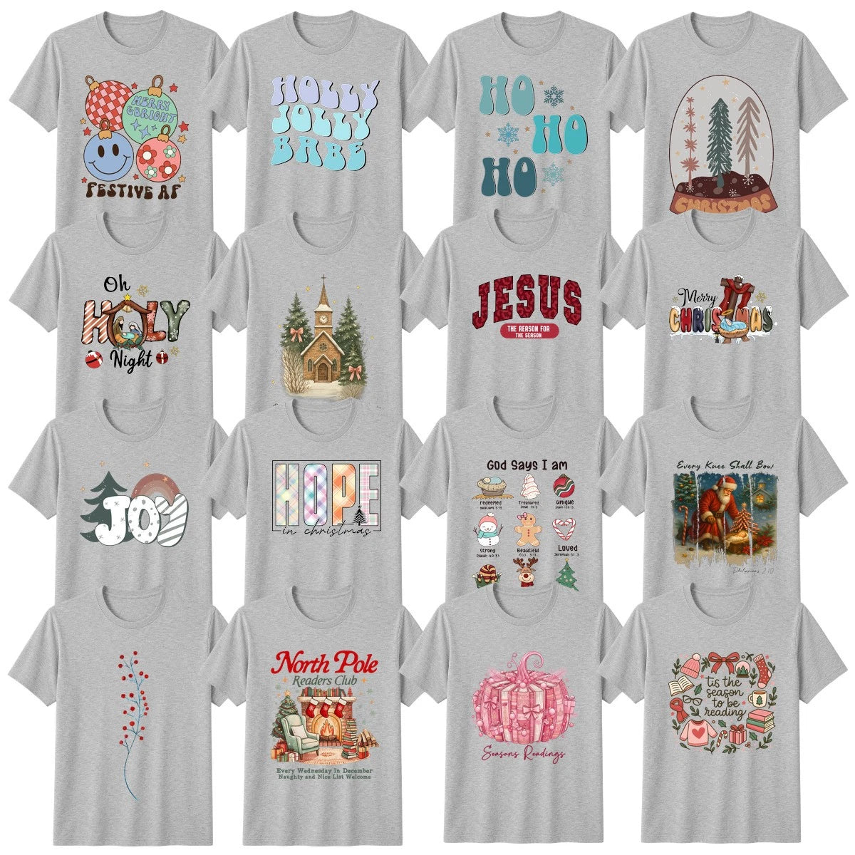Christmas Christian Faith Book Lover T-Shirt Religious Christmas Gift