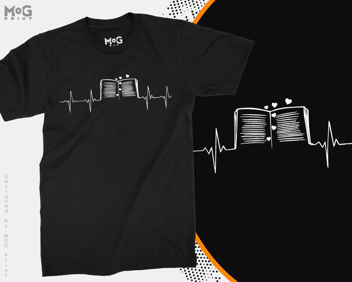 Book Lover T-shirt Funny Heart Pulse Reading Librarian Tee Gift for Reader Books