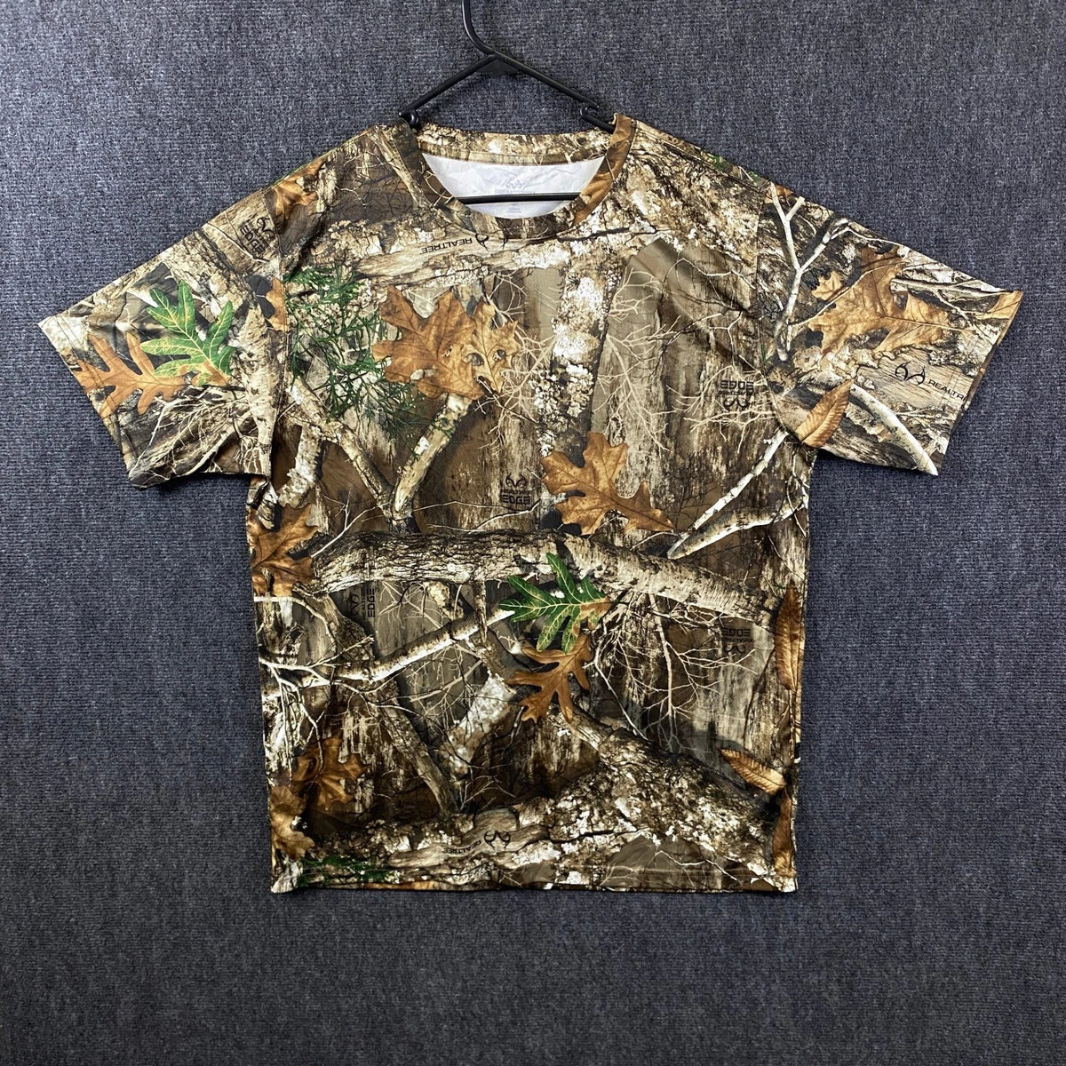 Realtree EDGE Mens Short Sleeve Camo T-Shirt Brown Woodland Hunting Outdoor XL
