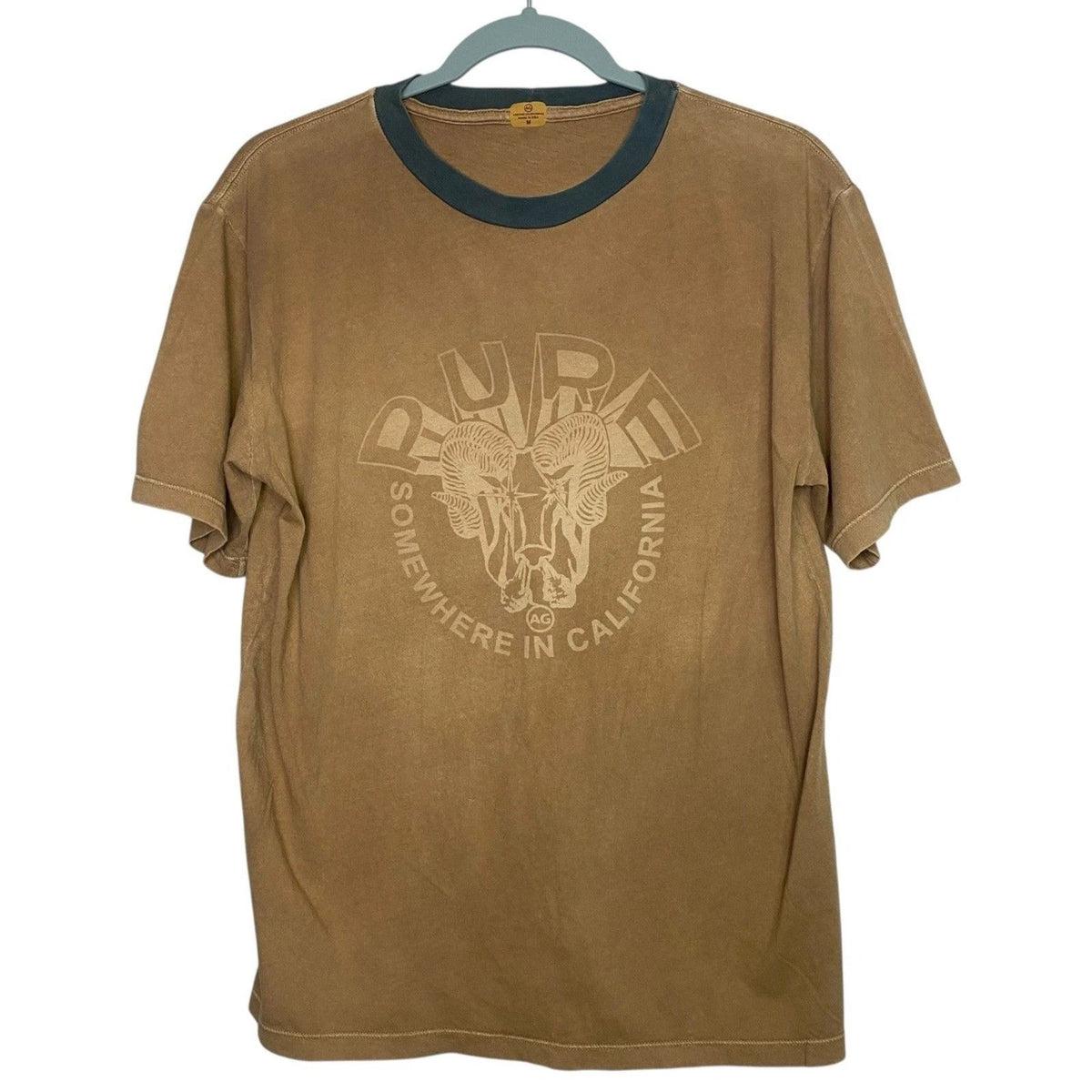 AG Adriano Goldschmied T-Shirt Medium Ram Ringer Crew Neck Tee Grunge Skater NEW
