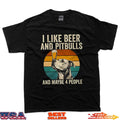 I Like Beer and Pitbulls and Maybe 3 People Retro Sunset T-Shirt