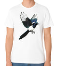 Magpie Bird T-Shirt Realistic Flying Magpie Wildlife Nature Lover Gift Tee