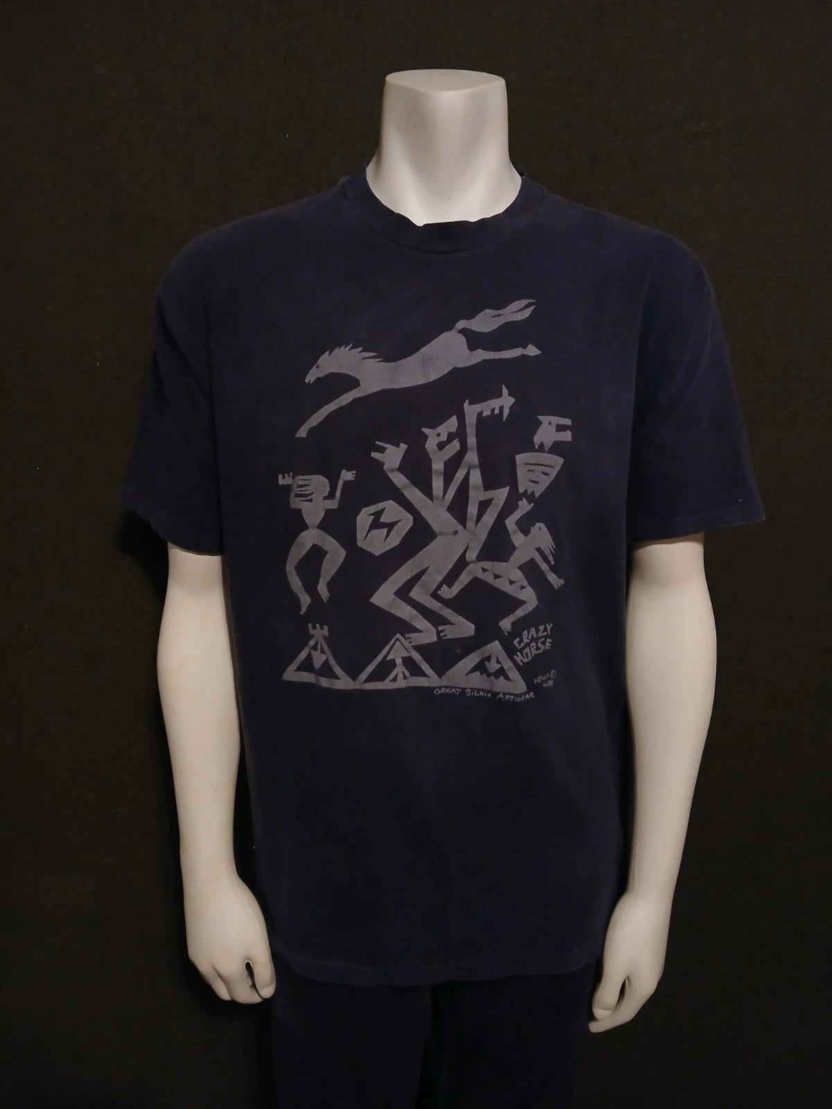 Vintage 80s Karen Bell Great Silkie Artwear Crazy Horse 1989 Hanes Distressed 2X