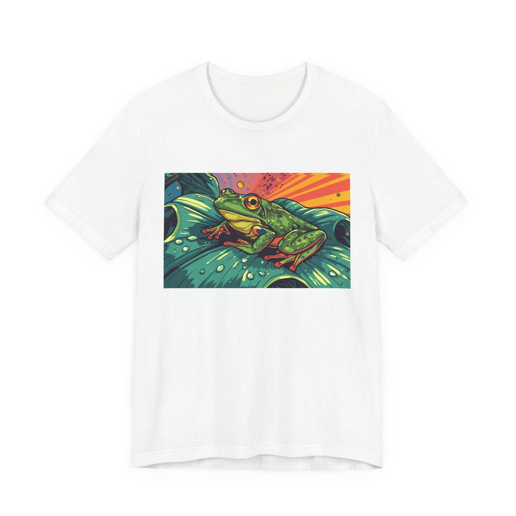 Tropical Tree Frog Tee | Colorful Nature Illustration, Leaf Background