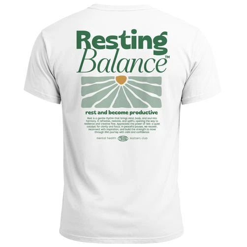 Mens Back Print Resting Balance Mental Health Matters Club Graphic Print T-Shirt