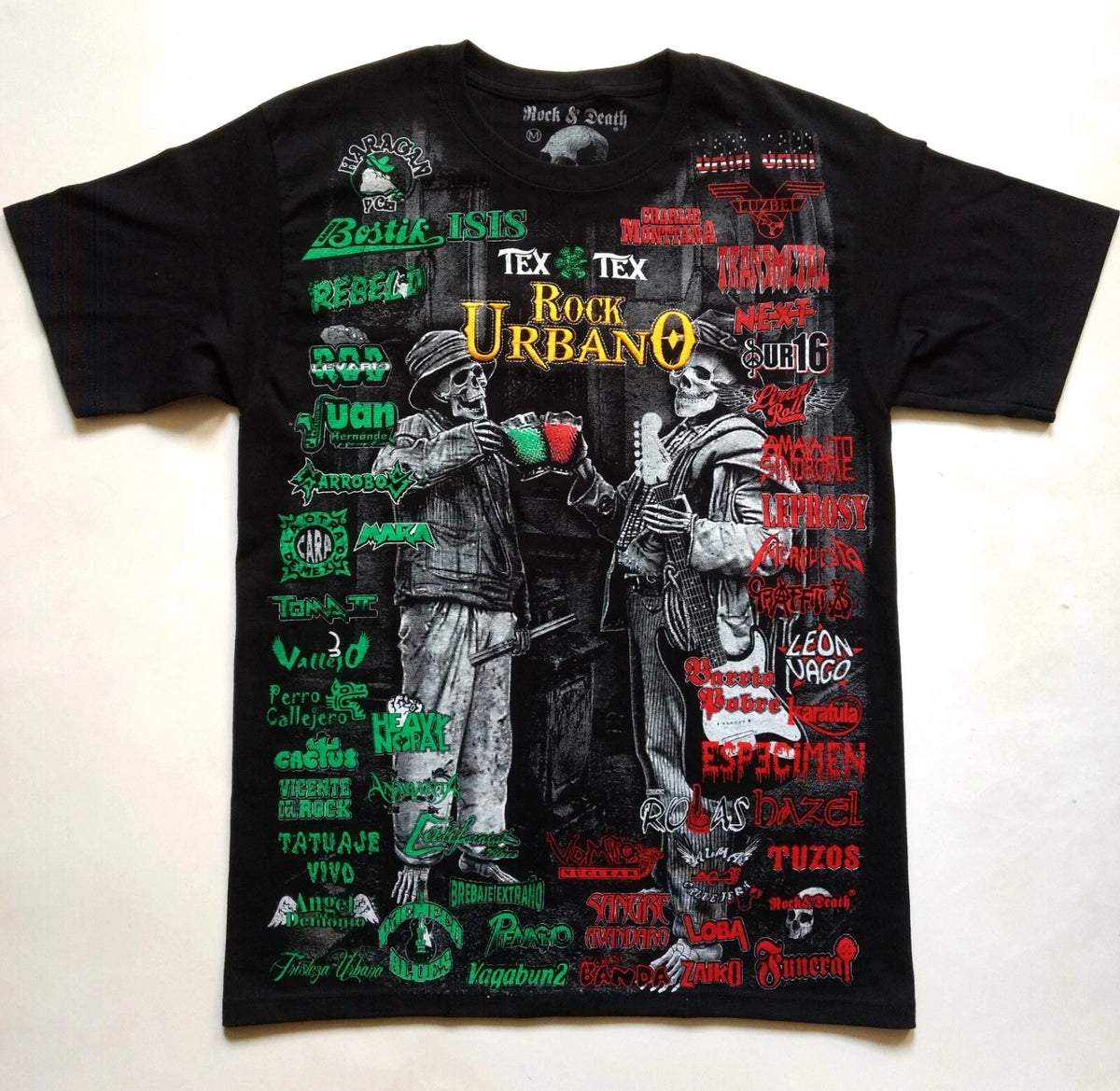 ROCK URBANO T-Shirt RARE Embroidered Logo Mexico El Haragan Tri Transmetal Tex