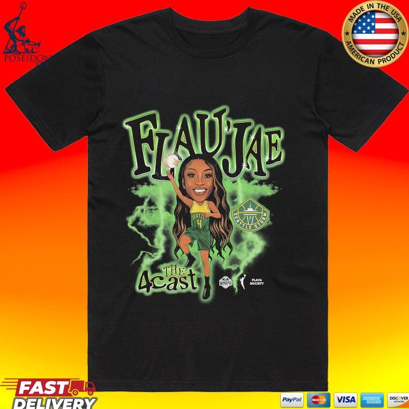 Seattle Storm Team Playa Society Flaujae Johnson Player T-shirt