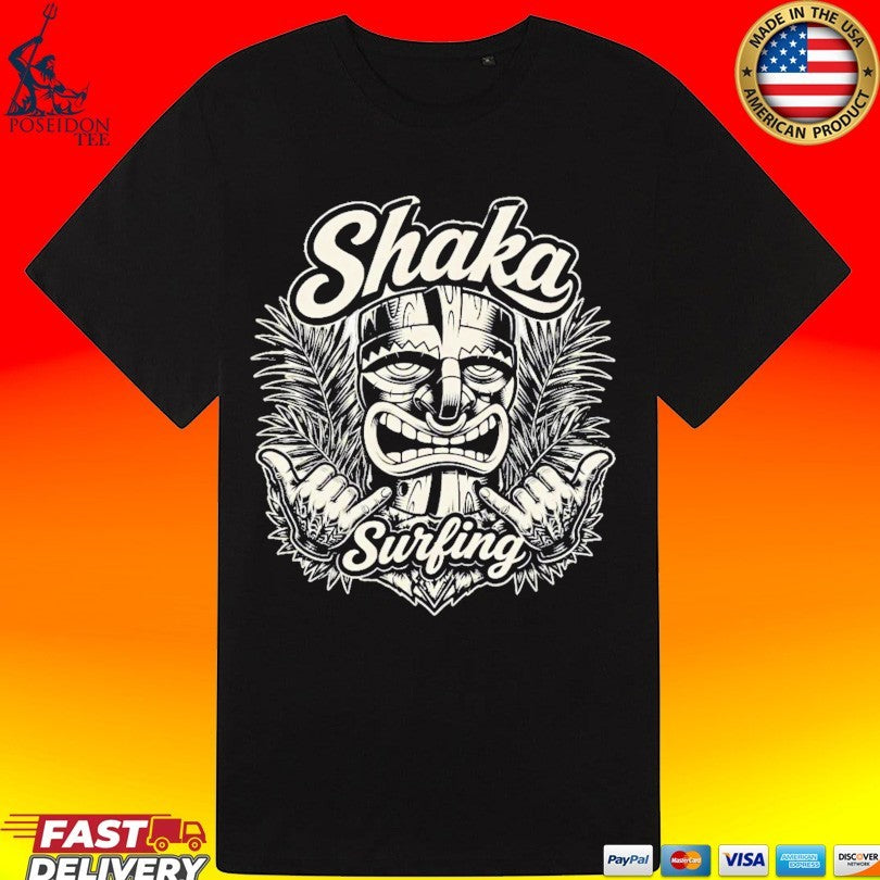 Shaka Surfing Tiki Hawaiian T-shirt