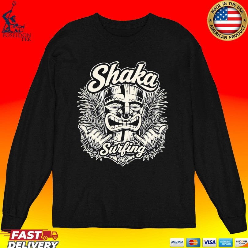 Shaka Surfing Tiki Hawaiian T-shirt