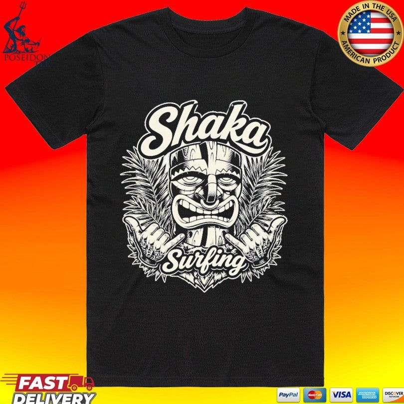 Shaka Surfing Tiki Hawaiian T-shirt