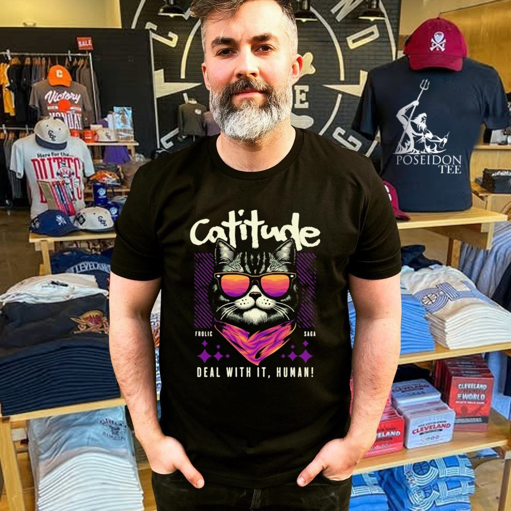 Shark Cattitude Deal With It, Human T-shirt