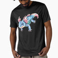 Playful Blue Axolotl Watercolor Art, Smiling Pink-Gilled Amphibian Illustration Print by EllDAV777
