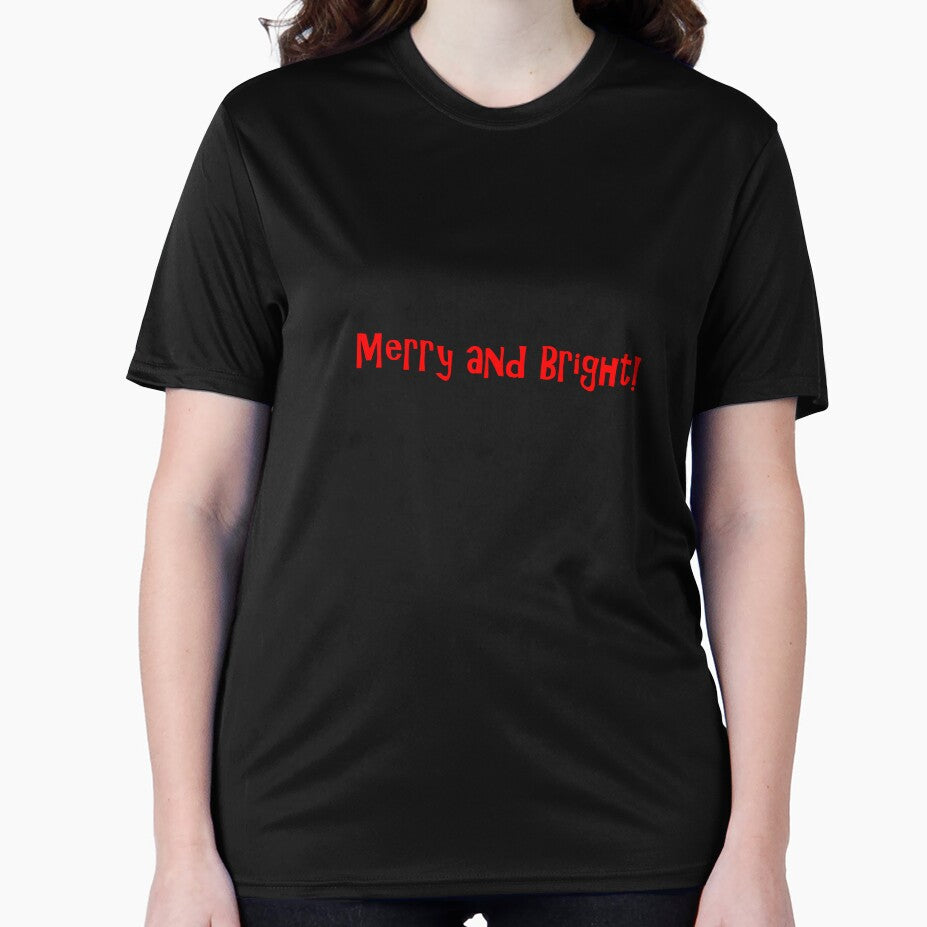 Merry and Bright Red Text on Green by Art in My Loft