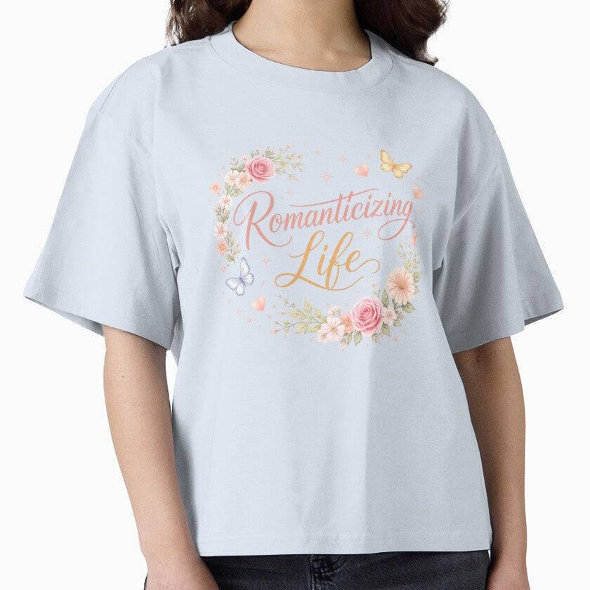 Romanticizing Life Aesthetic Quote Floral Butterfly Soft Girl Era Typography Design by Sanika arts