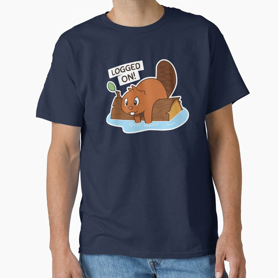 Logged On! Beaver - Dark Shirt by BuffaloPanic