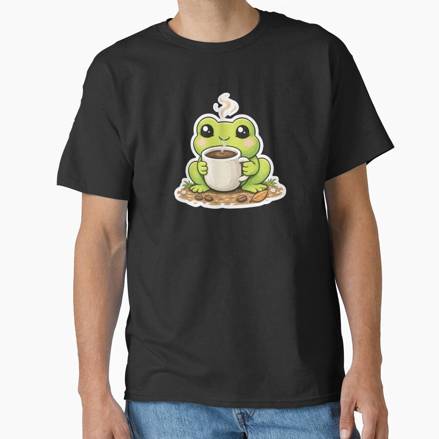 Cute Coffee Frog – Funny Frog Coffee Lover Design – Frog Meme by VibeOffline Studio