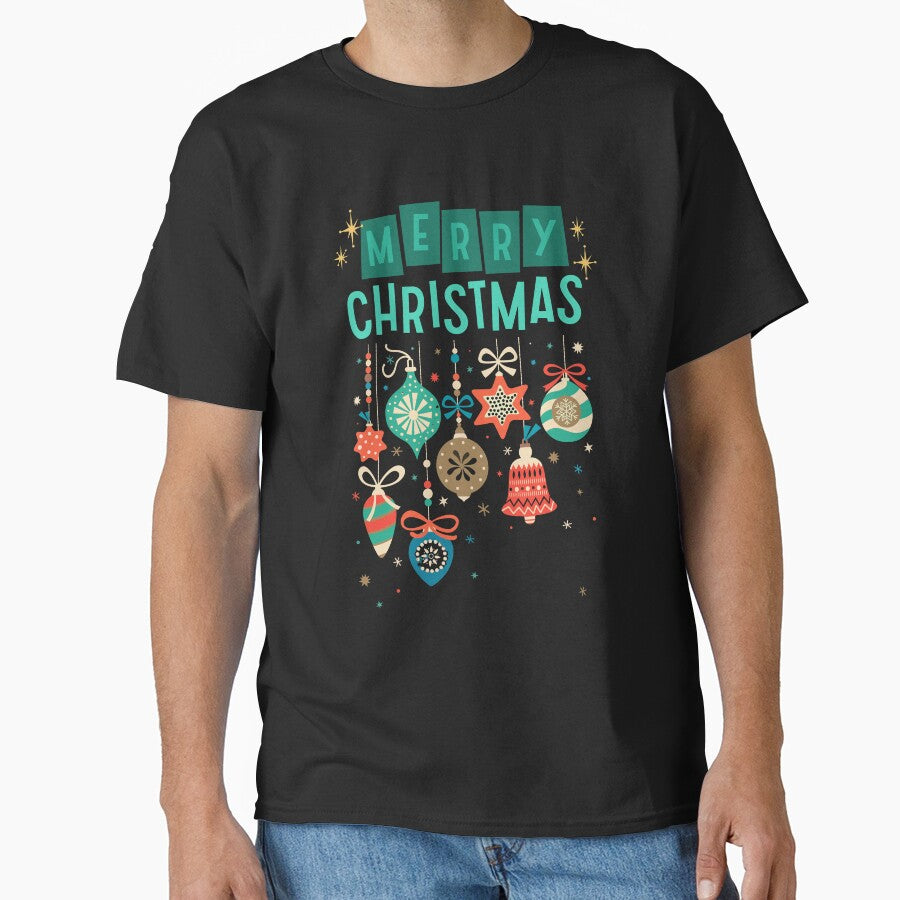 Merry Christmas Ornaments Design Retro by BeansHotTees