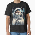 Otter Astronaut Space Planets Watercolor Painting by TomFrontierArt