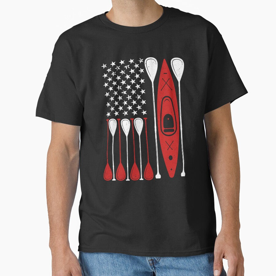 Kayak US Flag Tshirt by SunsetGloww