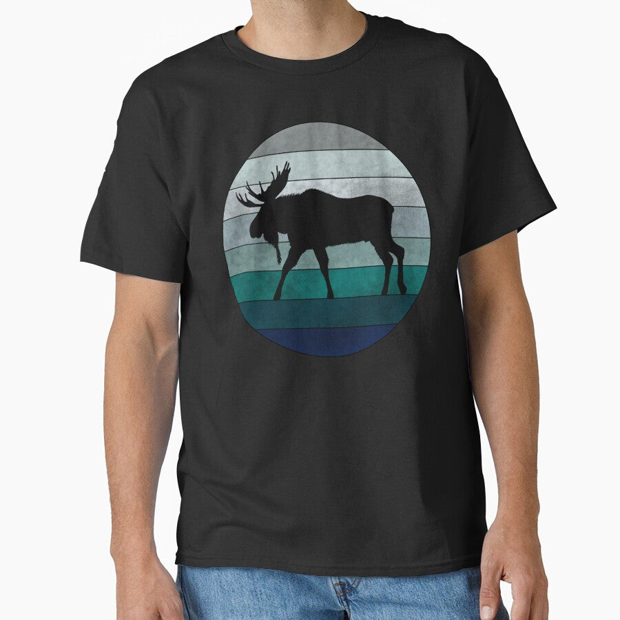 Teal Retro Moose Sunset by GyngerGarza