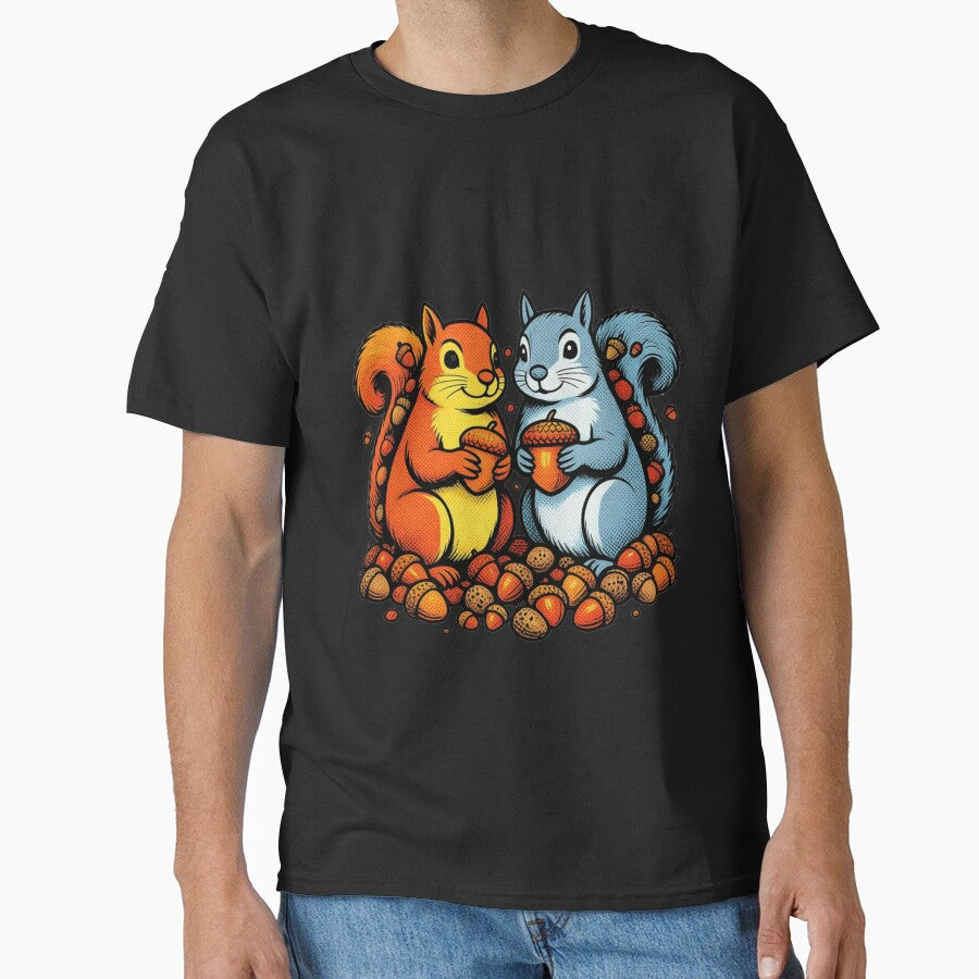 Retro Comic Style Squirrels with Acorns - Pop Art Animal Illustration by VibranPalette